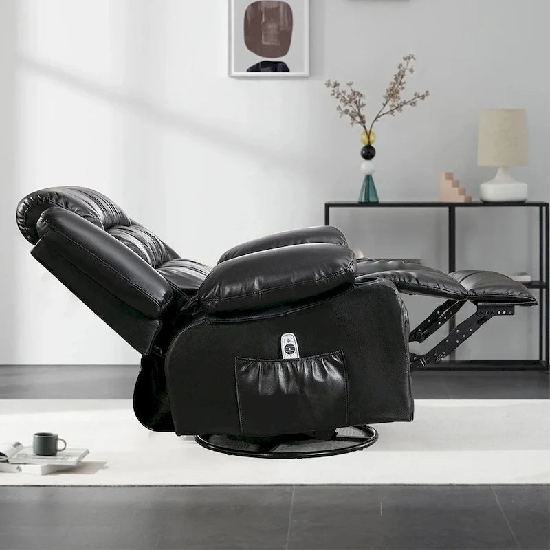 Modern Manual Swivel Rocker Recliner Chair, Massage Heated Chair