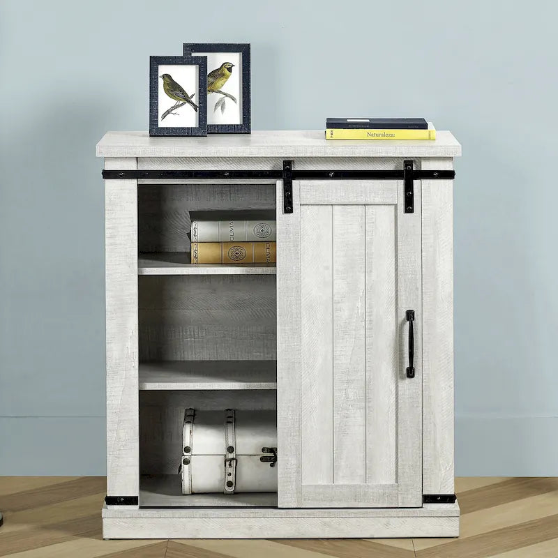 32 in. Sliding Barn Door Accent Cabinet Storage - 32 in Width