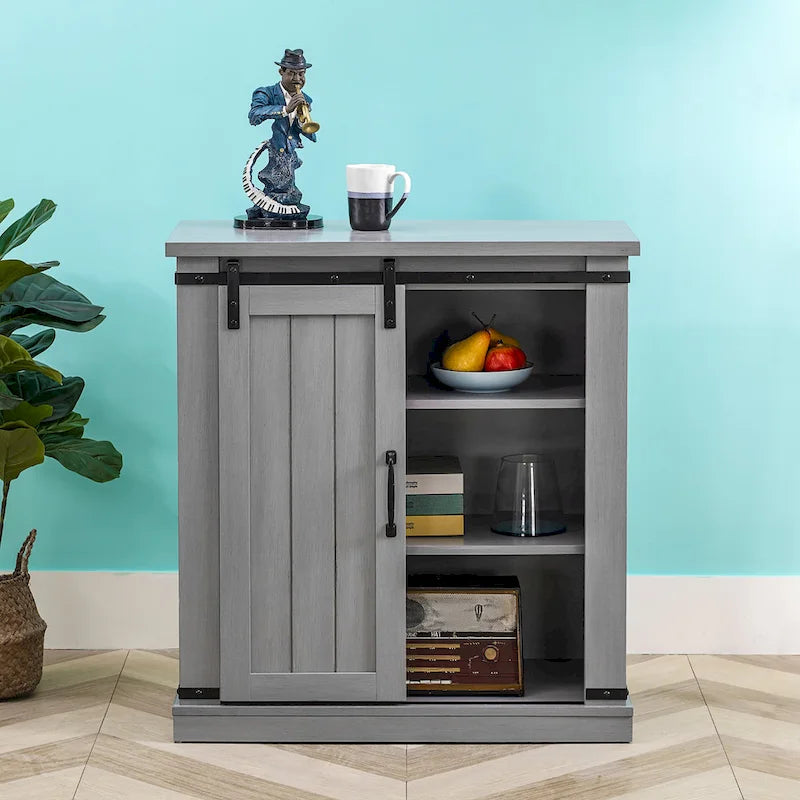 32 in. Sliding Barn Door Accent Cabinet Storage - 32 in Width