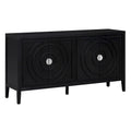 Retro dvířka příborníku s kruhovým drážkovaným designem a kulatou kovovou úchytkou - 60L x 16W x 32H