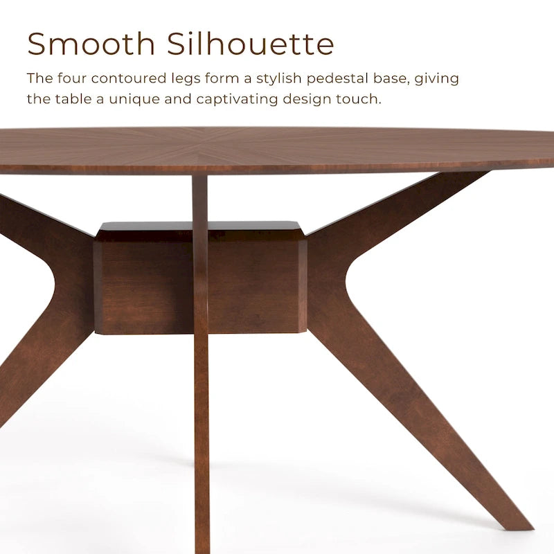 Mid-Century Walnut Oval Wood Dining Table