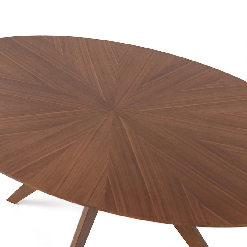 Mid-Century Walnut Oval Wood Dining Table
