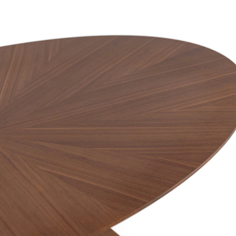 Mid-Century Walnut Oval Wood Dining Table