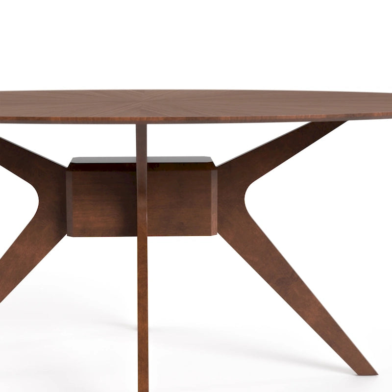 Mid-Century Walnut Oval Wood Dining Table