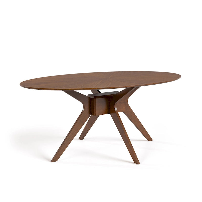Mid-Century Walnut Oval Wood Dining Table