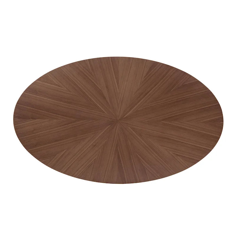 Mid-Century Walnut Oval Wood Dining Table