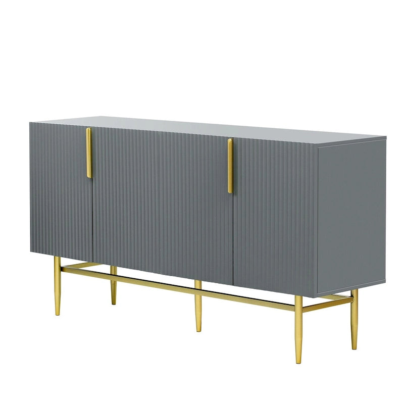 4-door Sideboard Buffet Cabinet with Gold Metal Handle - 60L x 15.2W x 31.5H