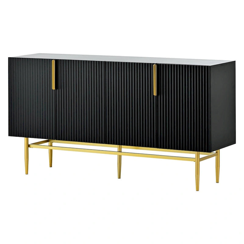 4-door Sideboard Buffet Cabinet with Gold Metal Handle - 60L x 15.2W x 31.5H