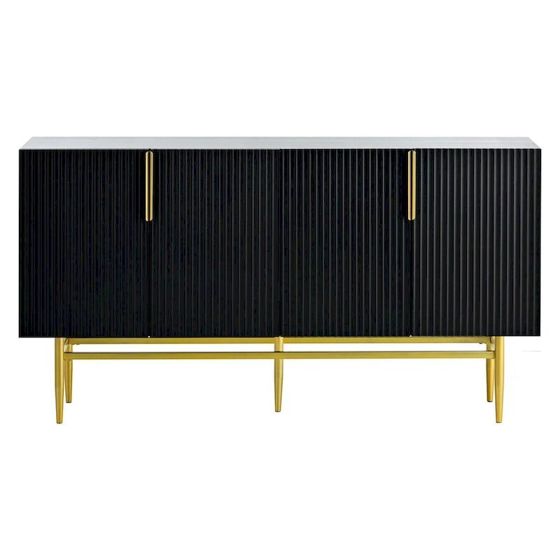 4-door Sideboard Buffet Cabinet with Gold Metal Handle - 60L x 15.2W x 31.5H