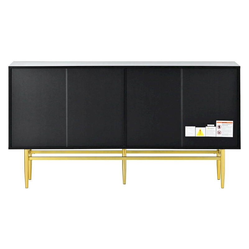 4-door Sideboard Buffet Cabinet with Gold Metal Handle - 60L x 15.2W x 31.5H