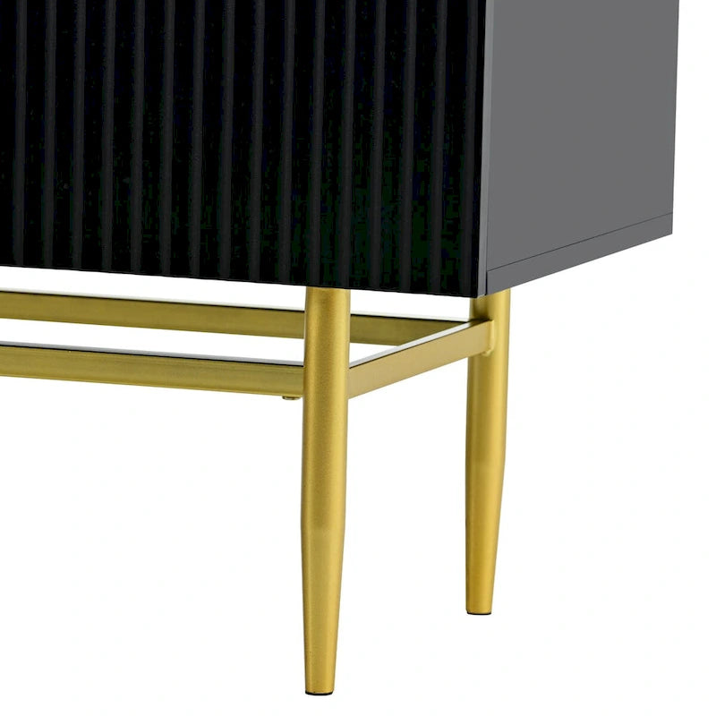 4-door Sideboard Buffet Cabinet with Gold Metal Handle - 60L x 15.2W x 31.5H