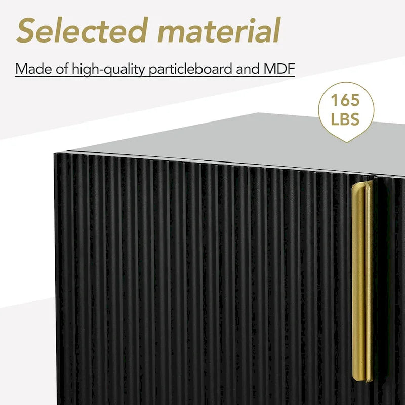 4-door Sideboard Buffet Cabinet with Gold Metal Handle - 60L x 15.2W x 31.5H