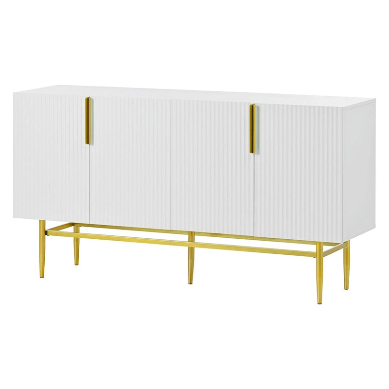 4-door Sideboard Buffet Cabinet with Gold Metal Handle - 60L x 15.2W x 31.5H