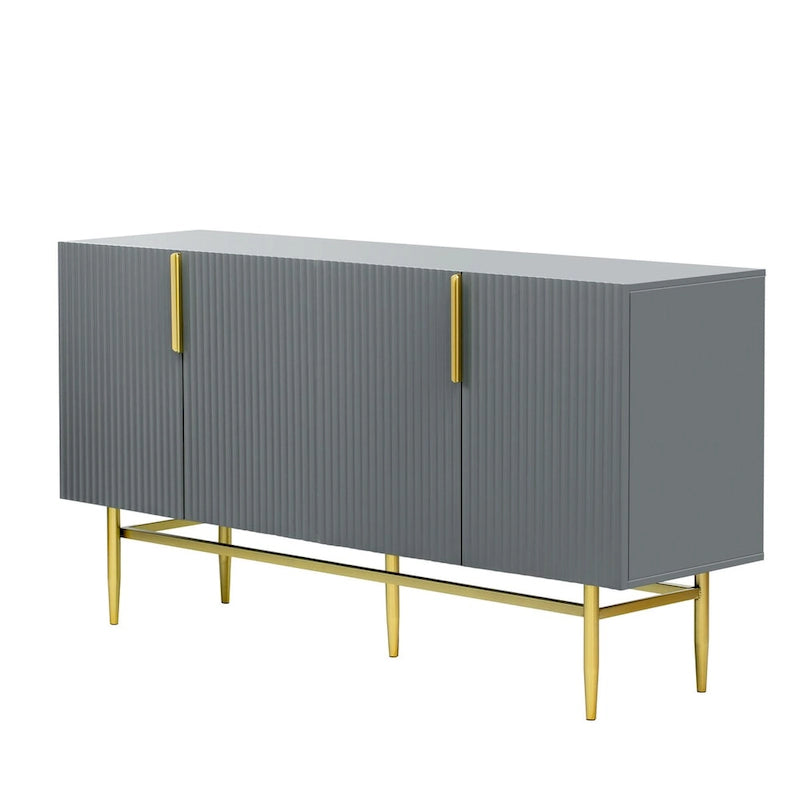 4-door Sideboard Buffet Cabinet with Gold Metal Handle - 60L x 15.2W x 31.5H
