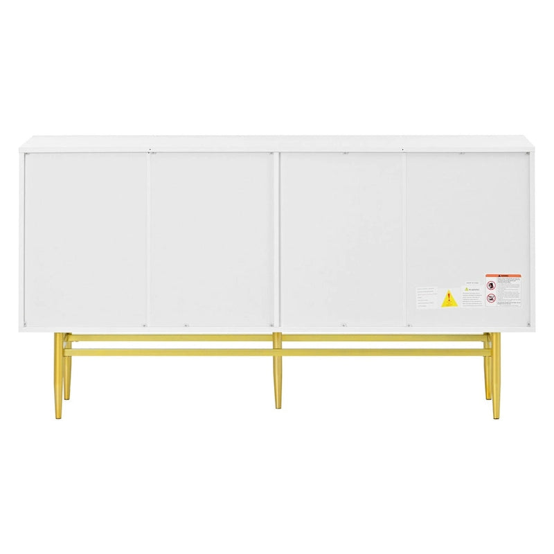 4-door Sideboard Buffet Cabinet with Gold Metal Handle - 60L x 15.2W x 31.5H