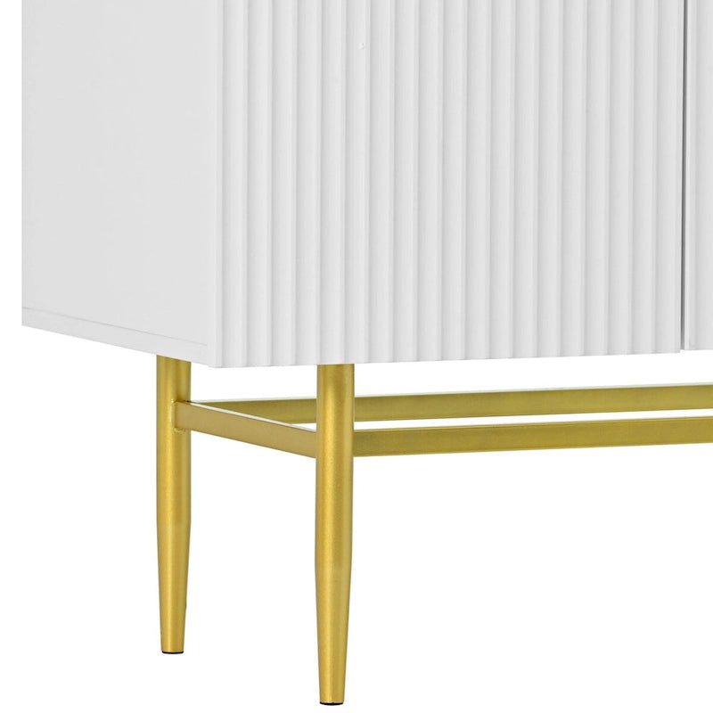 4-door Sideboard Buffet Cabinet with Gold Metal Handle - 60L x 15.2W x 31.5H