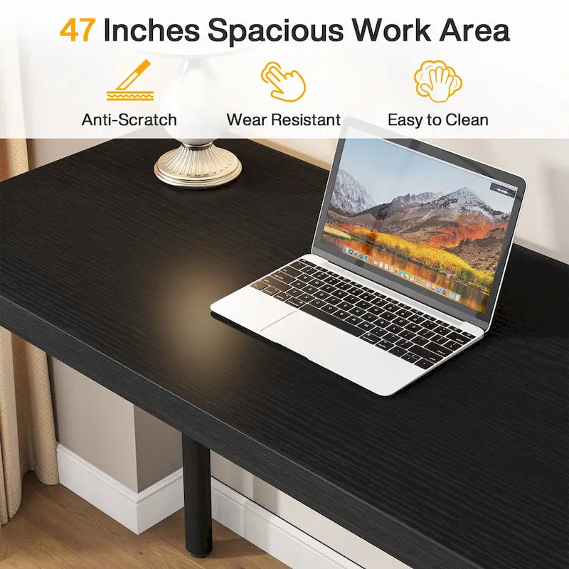 47 inch Computer Wood Desk Office Desks with 5-Drawer, Writing Desk with Metal Frame for Bedroom Study